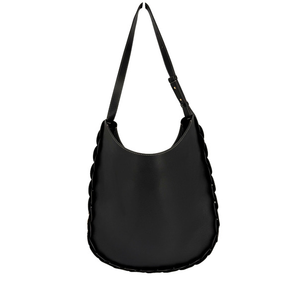 Chloe Darryl Hobo Bag Black Grained Leather Large Tote Shoulder With Pouch Auth - Picture 3 of 16